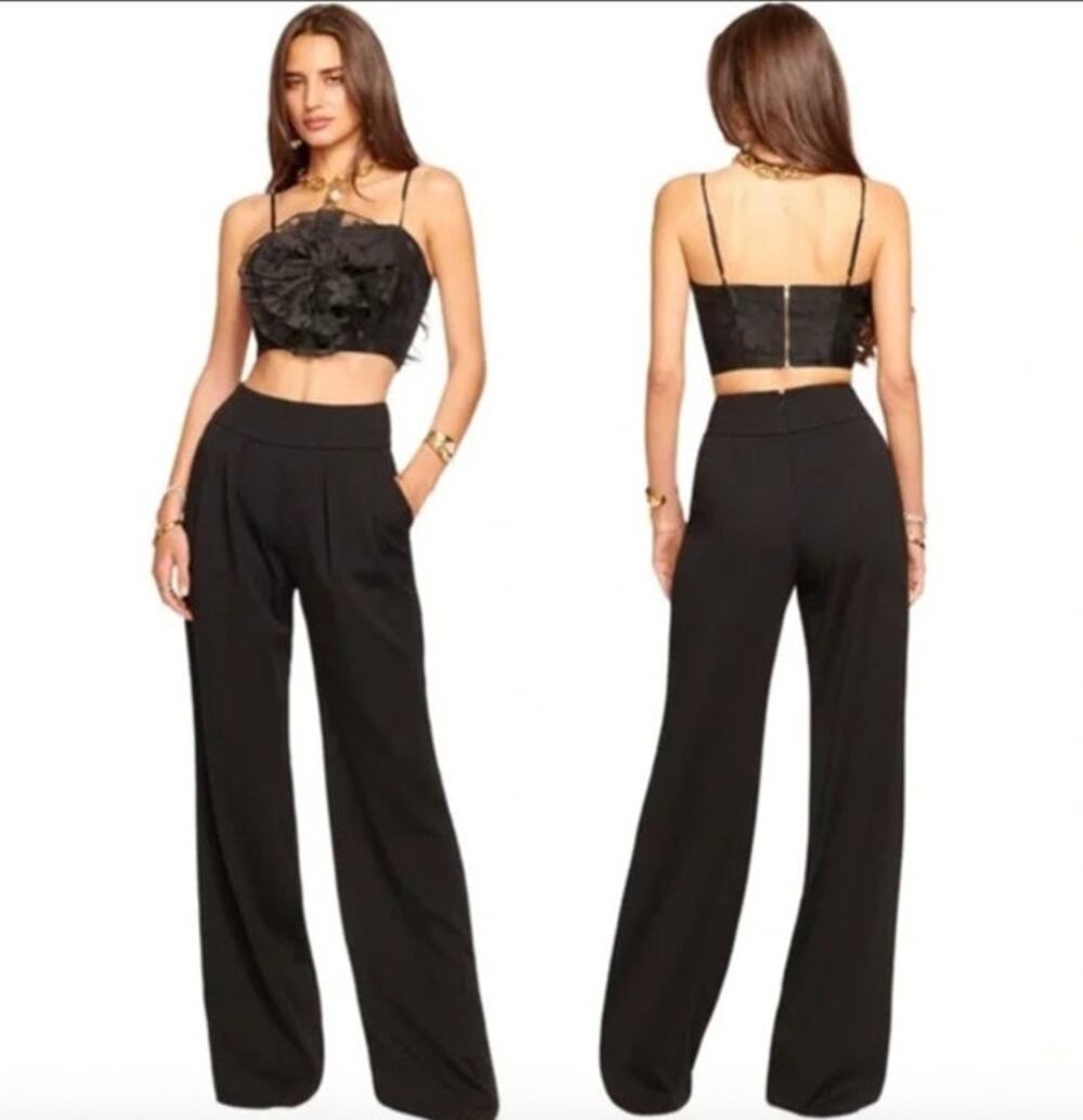 RAMY BROOK Pants NEW Size 0 Ava Pant Black Slack Pockets Straight Leg Relaxed